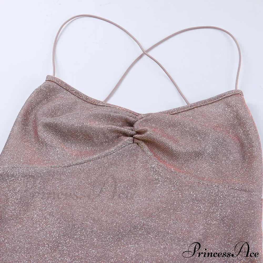 Party Backless Asymmetry Ruffles Hem Spaghetti Strap V-Neck Sleeveless Mini Lace up Bodycon Dress image 6