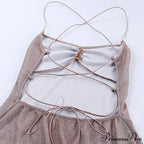 Party Backless Asymmetry Ruffles Hem Spaghetti Strap V-Neck Sleeveless Mini Lace up Bodycon Dress image 5
