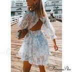Party Gown Harlow Backless Design V-Neck Mini - Warm-Season Ruffle - Women's Flowered Dress image 4