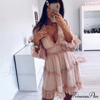 Party Gown Harlow Backless Design V-Neck Mini - Warm-Season Ruffle - Women's Flowered Dress image 10