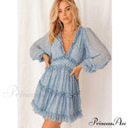 Party Gown Harlow Backless Design V-Neck Mini - Warm-Season Ruffle - Women's Flowered Dress image 6