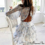 Party Gown Harlow Backless Design V-Neck Mini - Warm-Season Ruffle - Women's Flowered Dress image 2