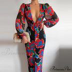 Party Slit - Design with and Elegant Gown Full-Length V-Neck Women's Dress image 3