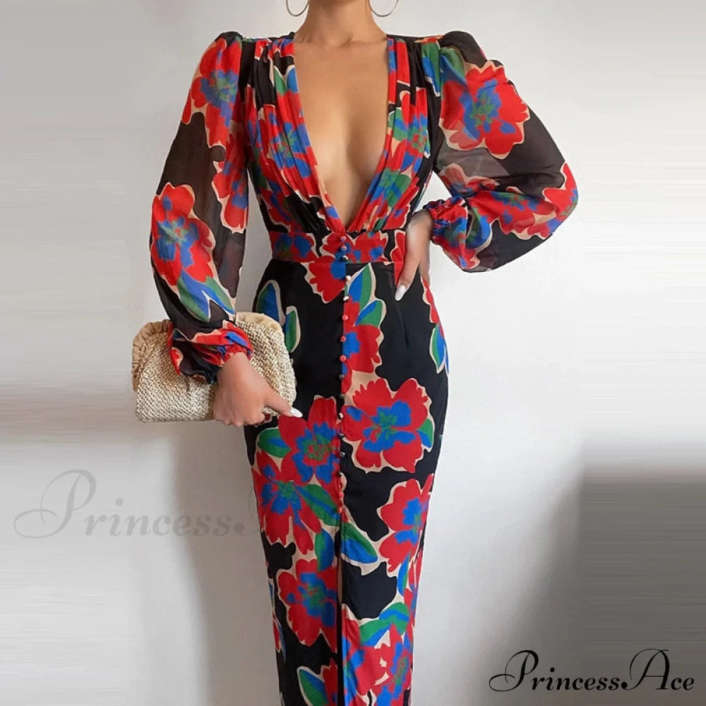 Party Slit - Design with and Elegant Gown Full-Length V-Neck Women's Dress image 3