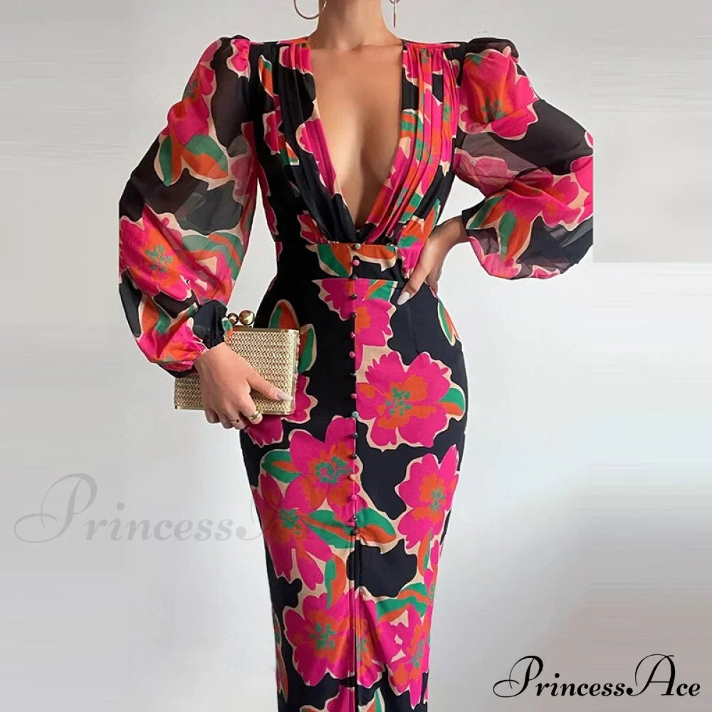 Party Slit - Design with and Elegant Gown Full-Length V-Neck Women's Dress image 5