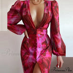 Party Slit - Design with and Elegant Gown Full-Length V-Neck Women's Dress image 6