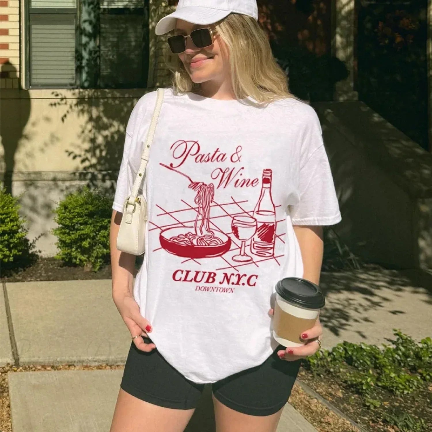 Pasta Wine Club Retro Aesthetic T-shirt image 1