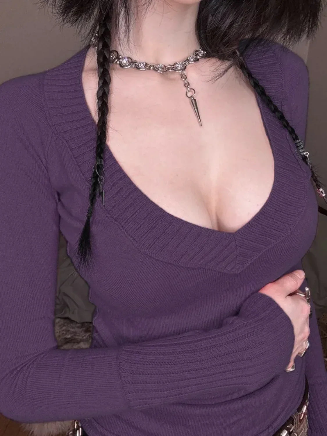 Pastel V-neck Knit Top image 3