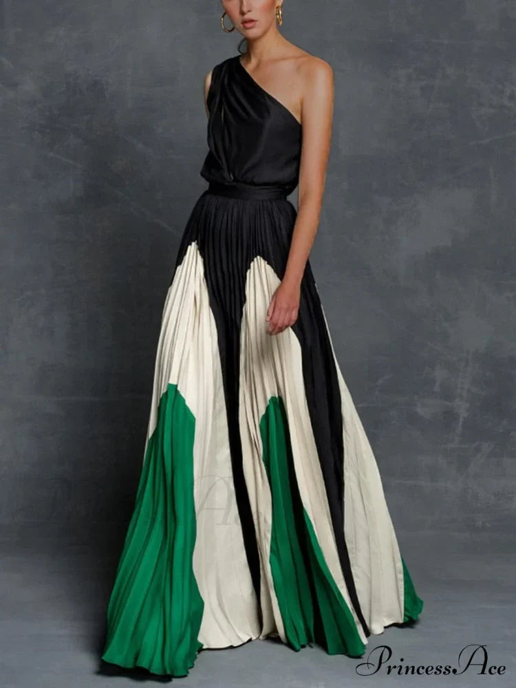 Patchwork Black Club Party High Night One Women's Gown Off - Street Shoulder Dress image 2