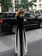 Patchwork Border Long Sleeve Full-Length Dress image 3