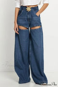 Patchwork Decoration Accessories Waist Denim Metal High Jeans image 1