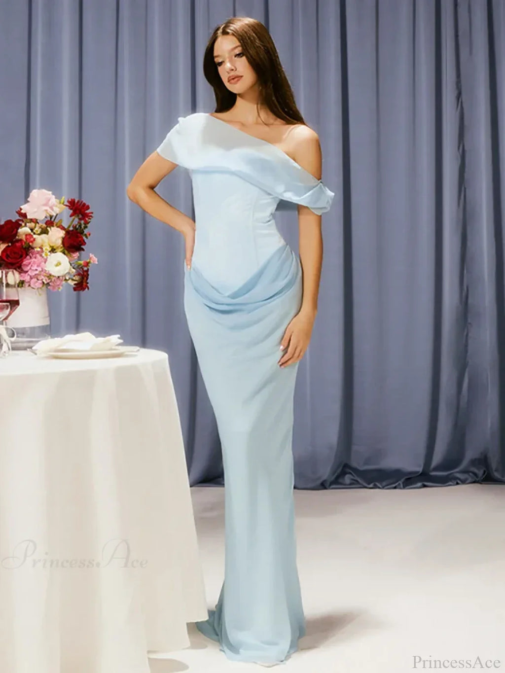 Patchwork Diagonal Collar Vacation Dress image 1