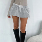 Patchwork Drawstring A-Line Skirt image 1