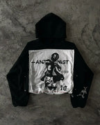 Patchwork Embroidered Black Hoodie image 1