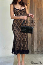 Patchwork Lace Cami Midi Dress image 1