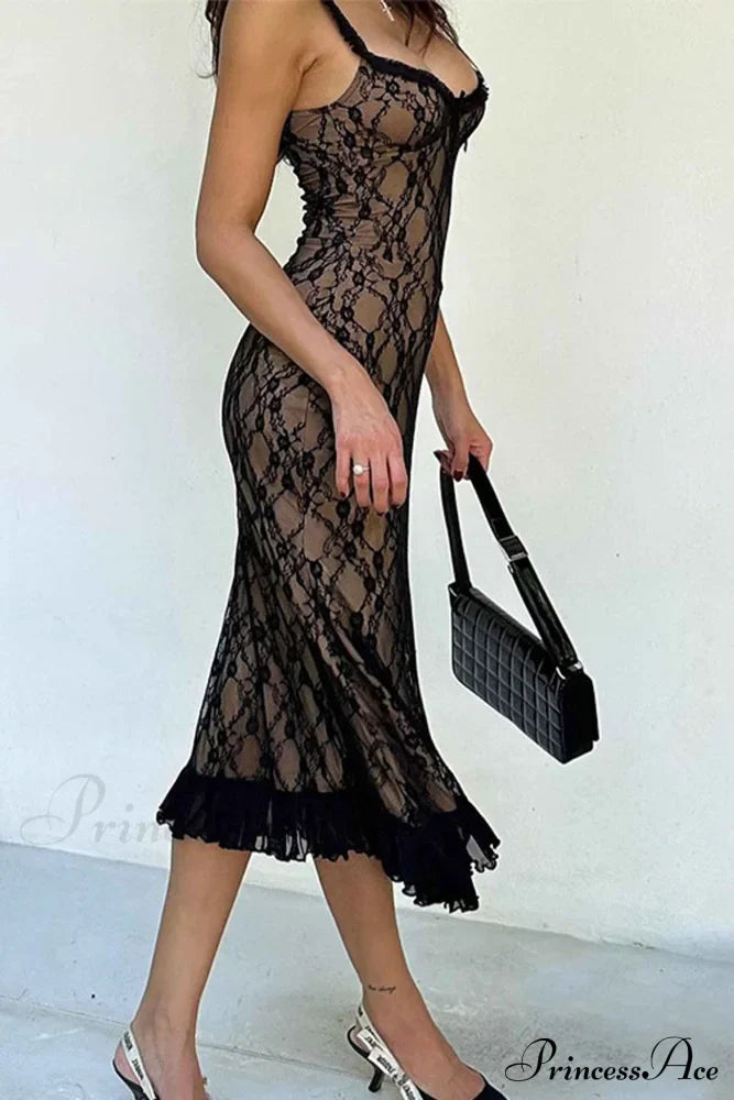 Patchwork Lace Cami Midi Dress image 3