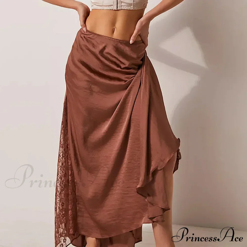 Patchwork Lace Midi Low Waist Summer Skirt image 3