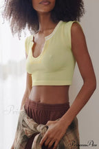 Patchwork Neck U Solid T-Shirt image 15