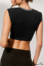Patchwork Neck U Solid T-Shirt image 6