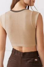 Patchwork Neck U Solid T-Shirt image 11