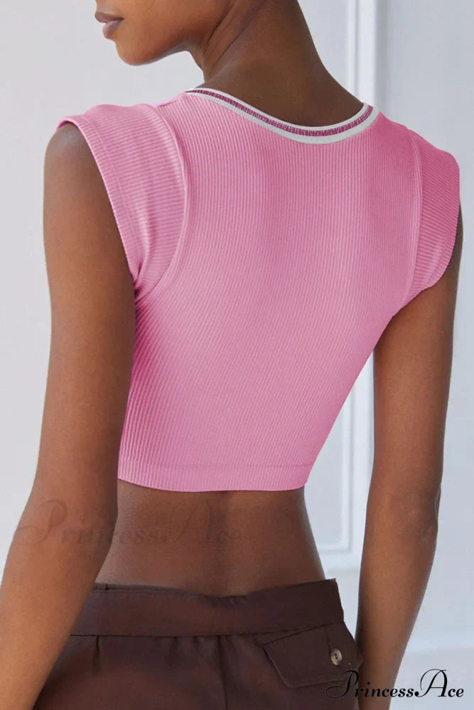 Patchwork Neck U Solid T-Shirt image 22
