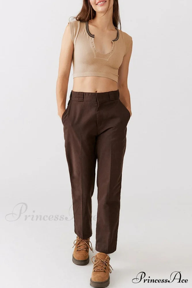 Patchwork Neck U Solid T-Shirt image 10