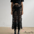 Patchwork Party Lace Ruffled See-Through Maxi Skirt image 2