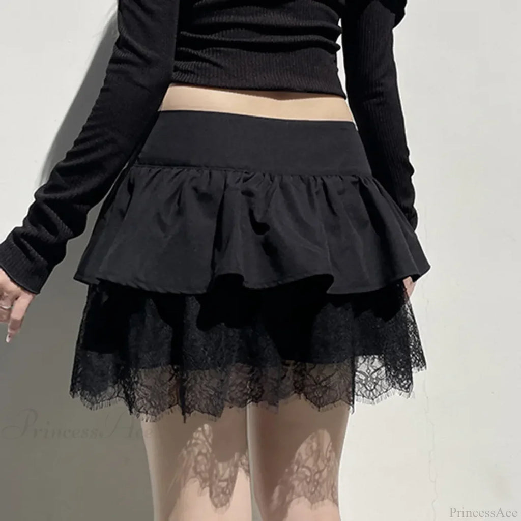 Patchwork Preppy Black Skirt image 5