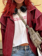 Patchwork PU Leather Short Coat image 3