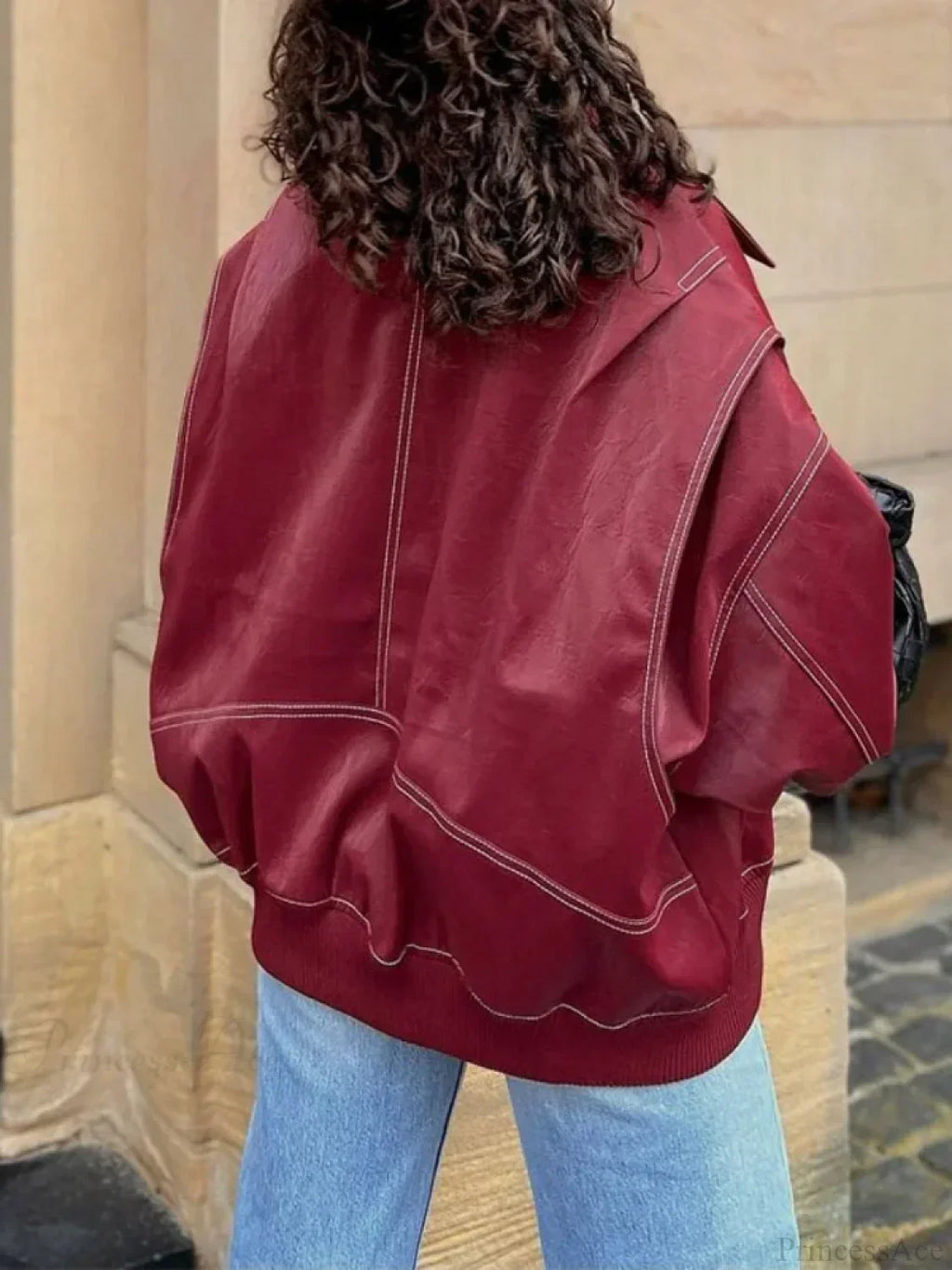 Patchwork PU Leather Short Coat image 7