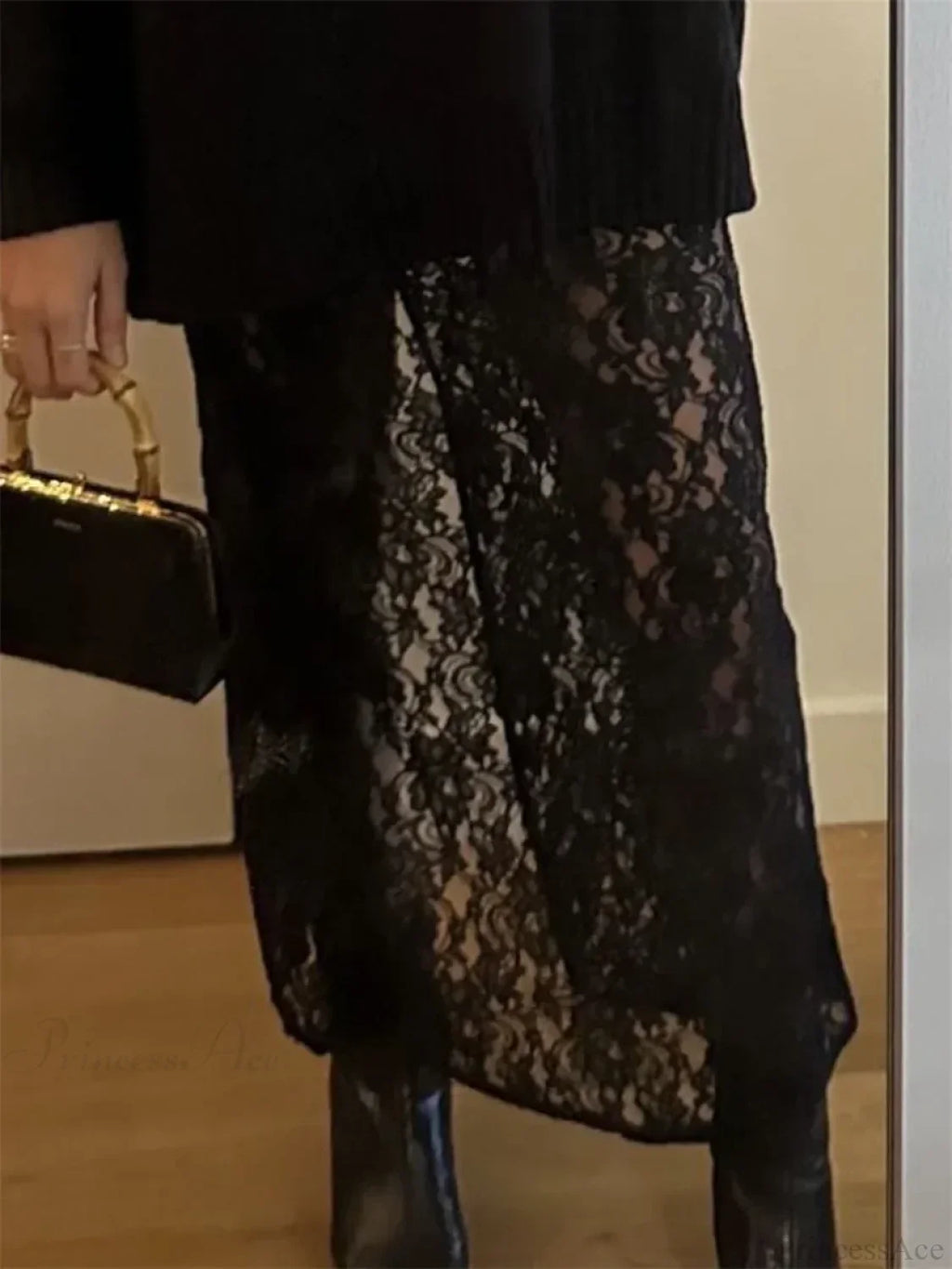 Patchwork See-Through Maxi Skirt image 4