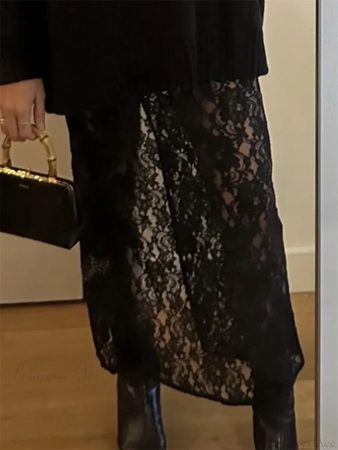 Patchwork See-Through Maxi Skirt image 4