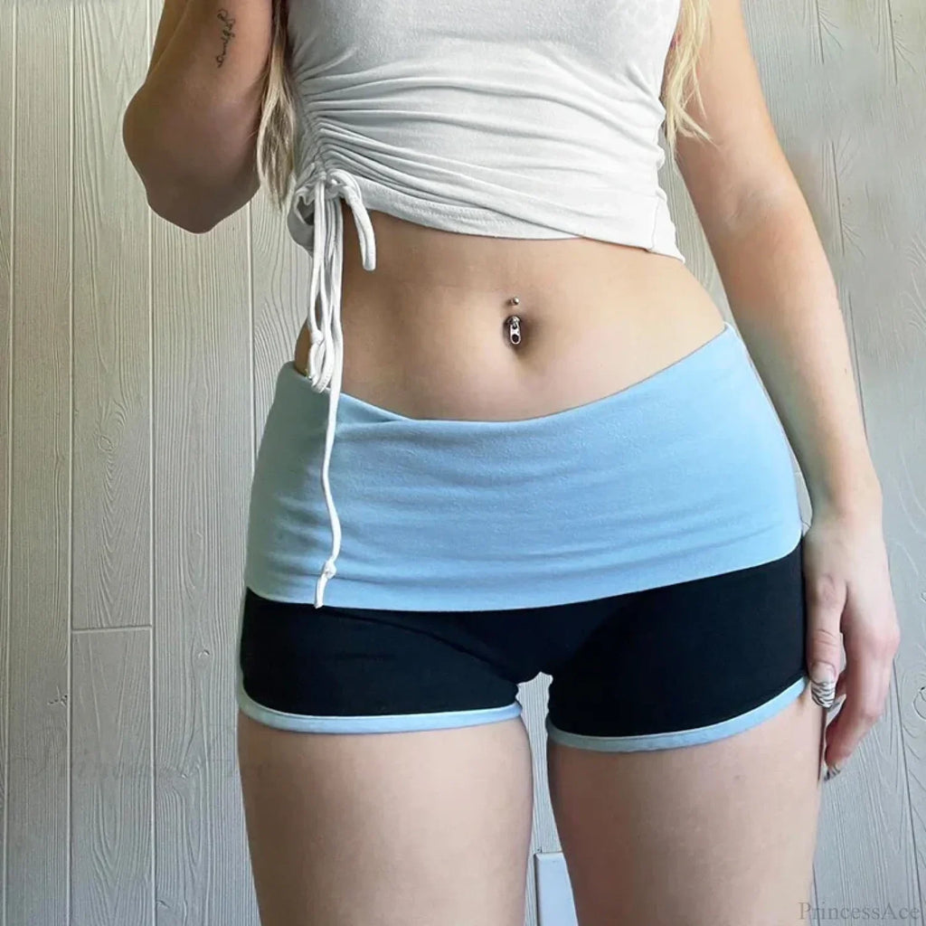 Patchwork Slim Low-Waist Short image 2