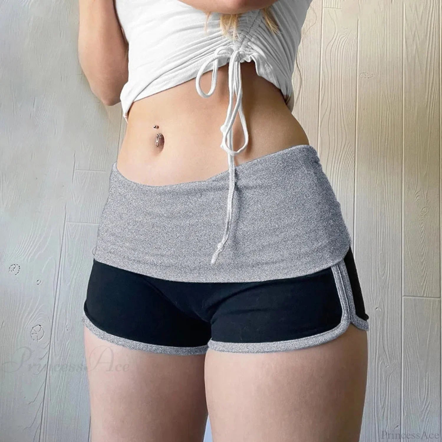 Patchwork Slim Low-Waist Short image 3