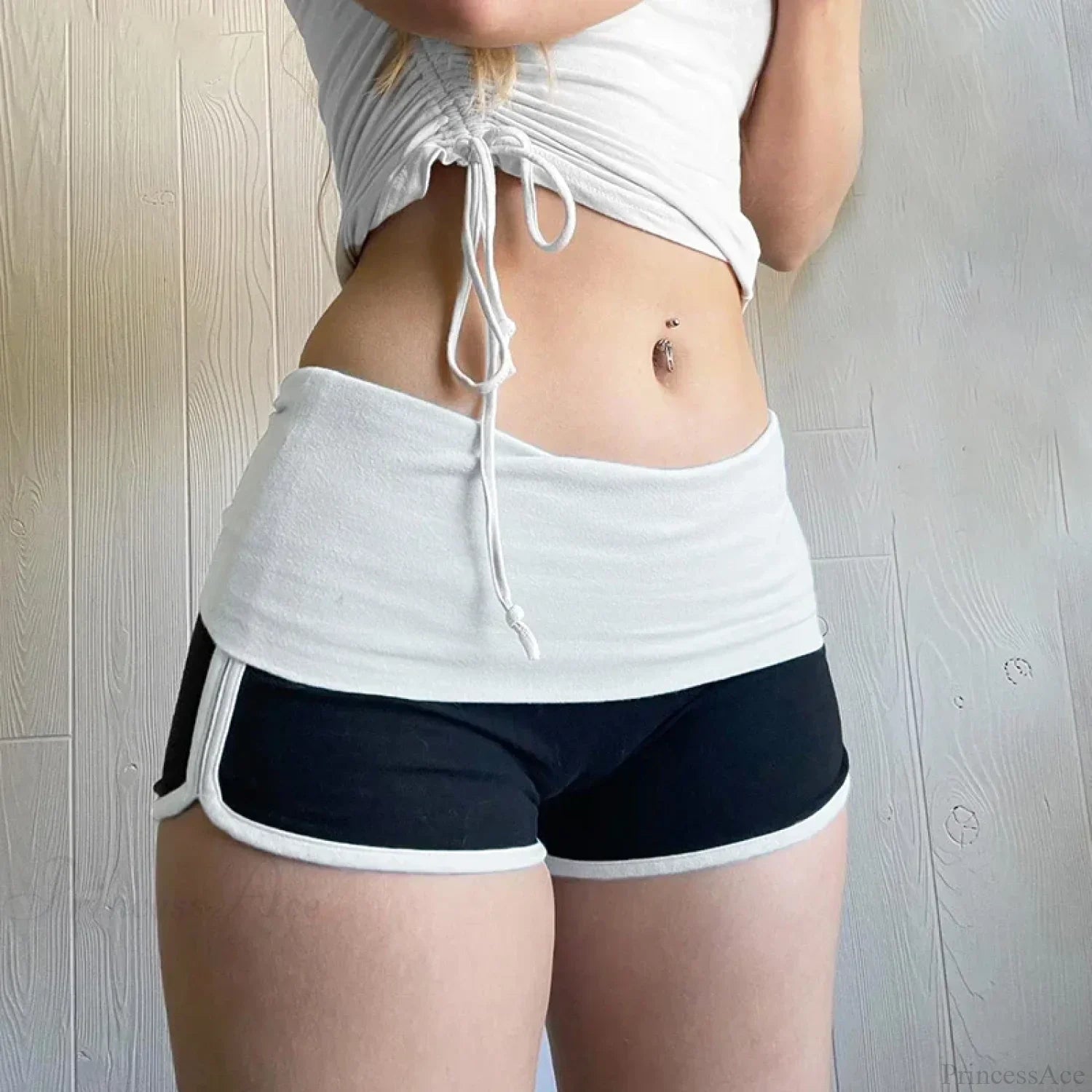Patchwork Slim Low-Waist Short image 5