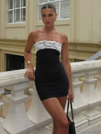 Patchwork Strapless Party Mini Dress image 3