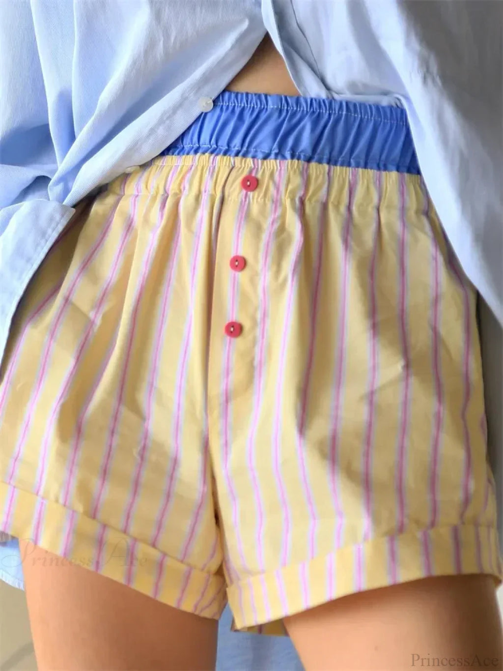 Patchwork Striped Elastic Waist Short image 6
