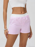Patchwork Striped Elastic Waist Short image 7