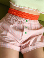 Patchwork Striped Elastic Waist Short image 1