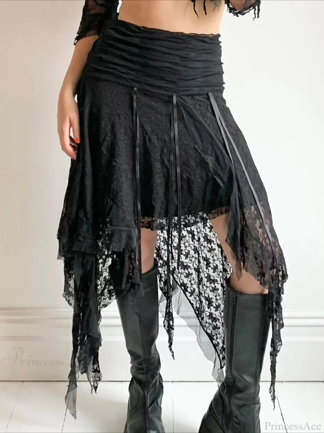 Patchwork Uneven Lace Skirt image 1