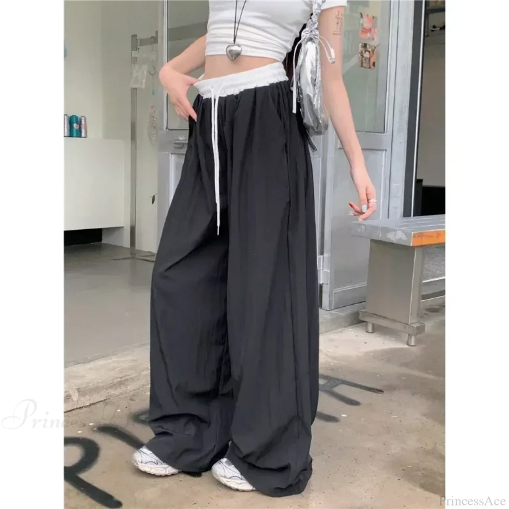 Patchwork Wide Leg Casual Drape Straight Pant image 5