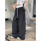 Patchwork Wide Leg Casual Drape Straight Pant image 5