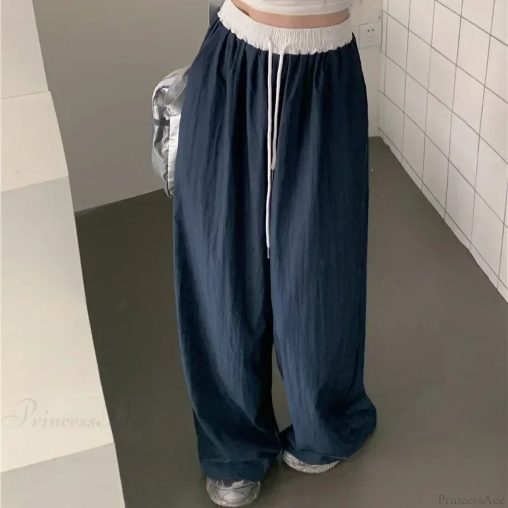 Patchwork Wide Leg Casual Drape Straight Pant image 1