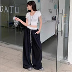 Patchwork Wide Leg Casual Drape Straight Pant image 4