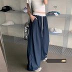 Patchwork Wide Leg Casual Drape Straight Pant image 7