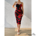 Pattern Pleated Design Bag Hip Long Halter Vestido SlimFit Floral Dress image 2