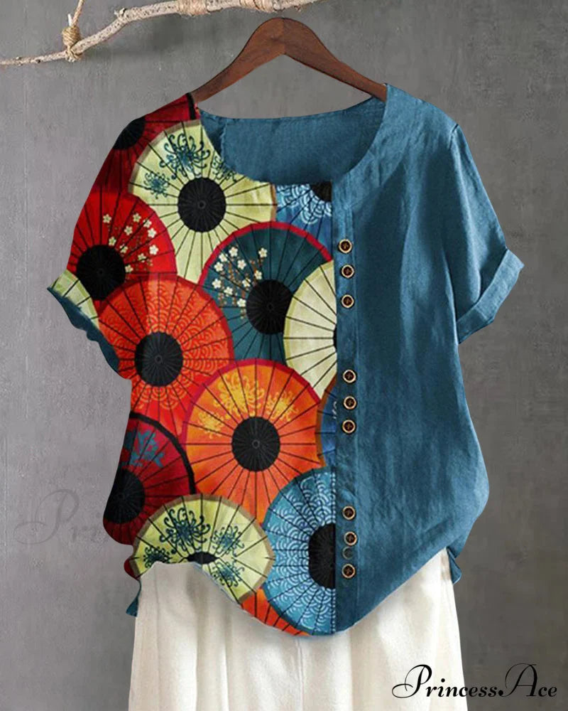 Patterned neck crew tee image 2
