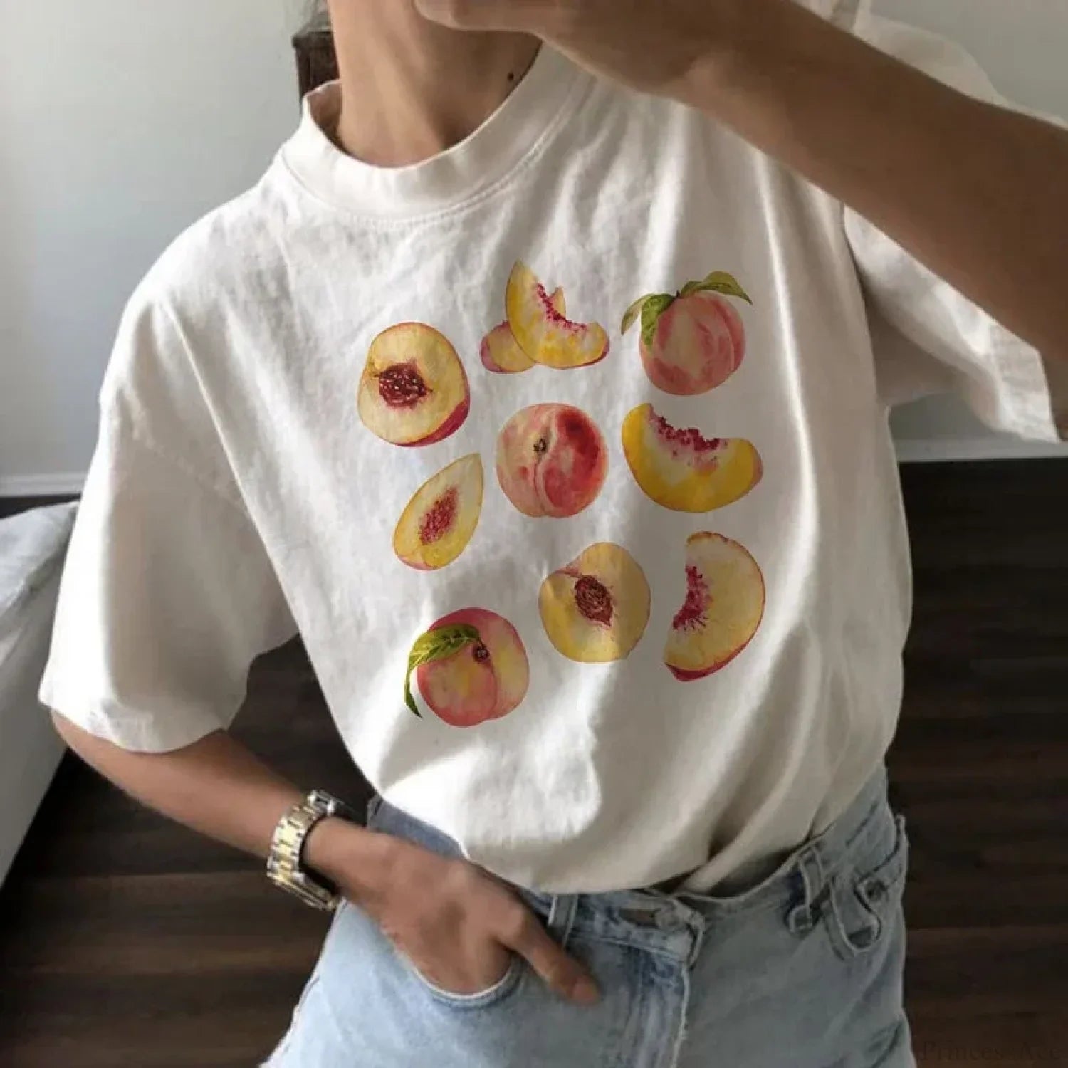 Peaches Printed Cottagecore T-shirt image 1