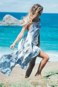 Peacock Floral Print Sleeveless Beach Bohemian Maxi Boho Dress image 5