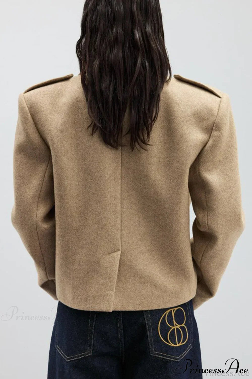 Peak Lapel Blazer Style Wool Loose Coat image 3